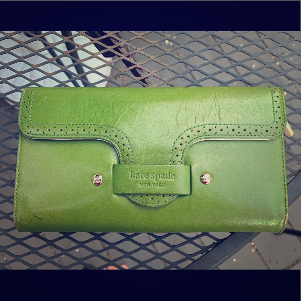 Authentic Kate Spade Green Wallet Floral Interior